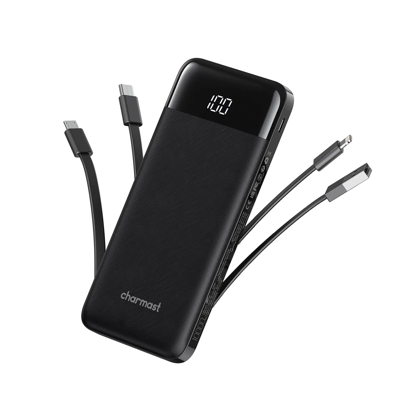 Portable Charger with Built in Cables